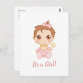 ベビーガールピンクジャンプスーツ ポストカード (正面/裏面)