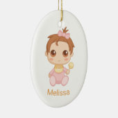 ベビーガールピンクジャンプスーツ、名前をカスタムすると写真 セラミックオーナメント (右)