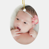 ベビーガールピンクジャンプスーツ、名前をカスタムすると写真 セラミックオーナメント (裏面)