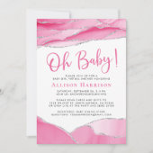 ベビーガールピンクジュエードバーチャルシャワー 招待状 (正面)