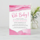 ベビーガールピンクジュエードバーチャルシャワー 招待状 (スタンド正面)