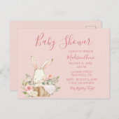 ベビーガールピンクスクリプトカエレガントワイトベビー招待状 ポストカード (正面/裏面)
