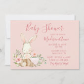 ベビーガールピンクスクリプトカワイエレガントトベビー 招待状 (正面)