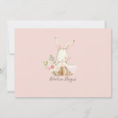 ベビーガールピンクスクリプトカワイエレガントトベビー 招待状 (裏面)