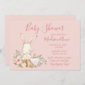ベビーガールピンクスクリプトカワイエレガントトベビー 招待状 (正面/裏面)