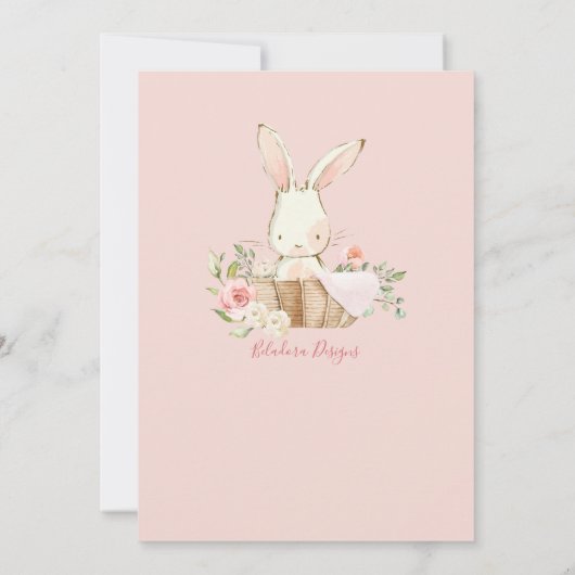 ベビーガールピンクスクリプトキュートエレガントベビー誕生 案内状 (裏面)