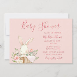 ベビーガールピンクスクリプトキュートエレガントベビー 招待状