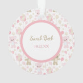 ベビーガールピンクテディベアとバルーン オーナメント (裏面)