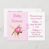 ベビーガールピンクドールベビーシャワー招待状 インビテーションポストカード (正面/裏面)