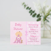 ベビーガールピンクドールベビーシャワー招待状 インビテーションポストカード (スタンド正面)