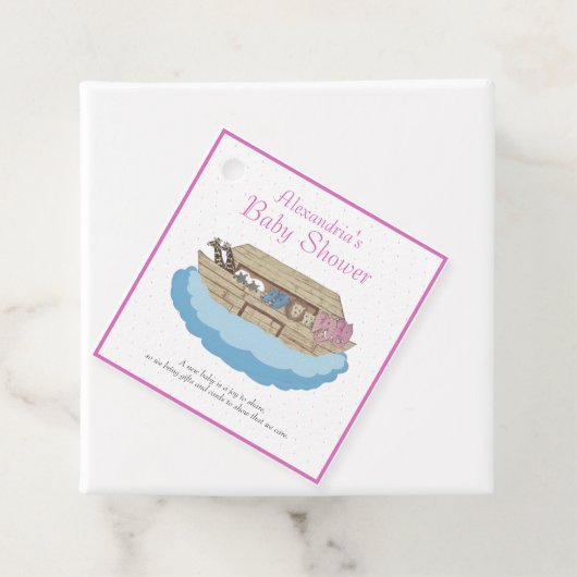 ベビーガールピンクノアズアークベビーシャワー招待状 フェイバータグ (インサイチュ)