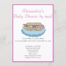 ベビーガールピンクノアズアークベビーシャワー招待状 招待状