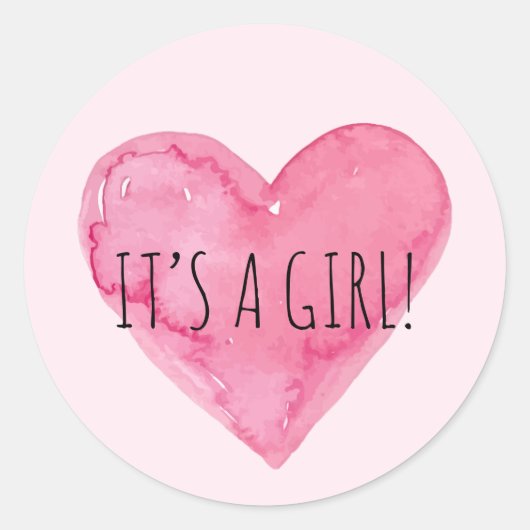 ベビーガールピンクハート誕生のお知らせ ラウンドシール (正面)