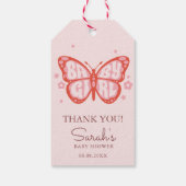 ベビーガールピンクバタフライベビーシャワーギフトラベル ギフトタグ (裏面)