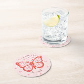 ベビーガールピンクバタフライベビーシャワー ラウンドペーパーコースター (インサイチュ)