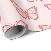 ベビーガールピンクバタフライベビーシャワー ラッピングペーパー (ロールコーナー)