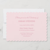 ベビーガールピンクバプテスマ招待状ケーキテディベア 招待状 (裏面)