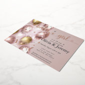 ベビーガールピンクバルーン赤ちゃんシャワー 箔招待状 (回転した状態)