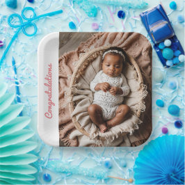 ベビーガールピンクパーティー写真祝い ペーパープレート