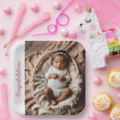 ベビーガールピンクパーティー写真祝い ペーパープレート (パーティー)