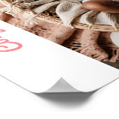 ベビーガールピンクパーティー写真祝い ポスター (角)