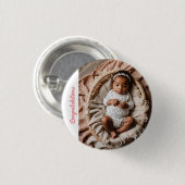 ベビーガールピンクパーティー写真祝い 缶バッジ (正面&裏面)