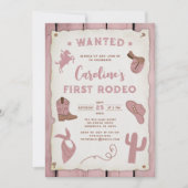 ベビーガールピンクファースト誕生日 招待状 (正面)