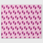 ベビーガールピンクフェイク刺繍プリント模様 ラッピングペーパー (フラット)