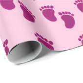 ベビーガールピンクフェイク刺繍プリント模様 ラッピングペーパー (ロールコーナー)