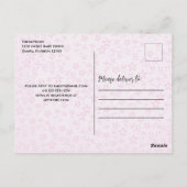 ベビーガールピンクフローラかわいい水色の物干し ポストカード (裏面)