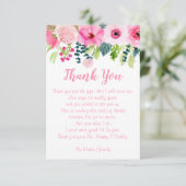 ベビーガールピンクフローラシャワーサンキューカード サンキューカード (スタンド正面)