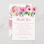 ベビーガールピンクフローラシャワーサンキューカード サンキューカード (正面/裏面)