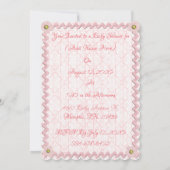 ベビーガールピンクフローラダマスクRickラック赤ちゃんシャワー 招待状 (裏面)