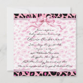 ベビーガールピンクブラックヒョウ赤ちゃんガールシャワー 招待状 (裏面)