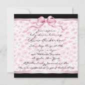 ベビーガールピンクブラックヒョウ赤ちゃんガールシャワー 招待状 (裏面)