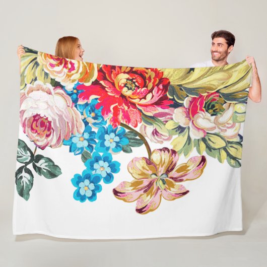 ベビーガールピンクブルーグリーンビクトリアンバラパターン フリースブランケット (インサイチュ)