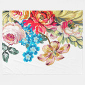 ベビーガールピンクブルーグリーンビクトリアンバラパターン フリースブランケット (正面(横))