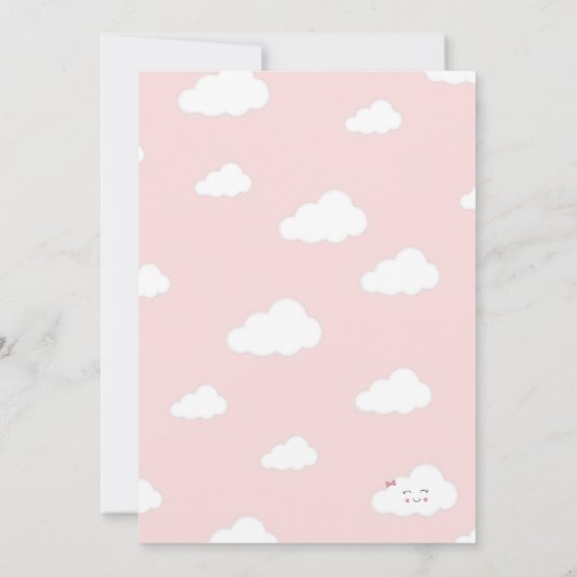 ベビーガールピンクホットエアバルーンシャワー招待状 招待状 (裏面)