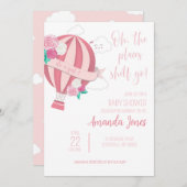 ベビーガールピンクホットエアバルーンシャワー招待状 招待状 (正面/裏面)