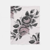 ベビーガールピンクホワイトブラックビクトリアンバラパターン フリースブランケット (正面)
