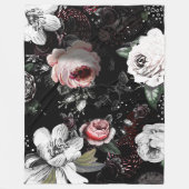 ベビーガールピンクホワイトブラックビクトリアンバラパターン フリースブランケット (正面)