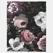 ベビーガールピンクホワイトブラックビクトリアンバラパターン フリースブランケット (正面)