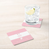 ベビーガールピンクボウズ&リトル足カスタム スクエアペーパーコースター (インサイチュ)