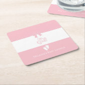 ベビーガールピンクボウズ&リトル足カスタム スクエアペーパーコースター (アングル)