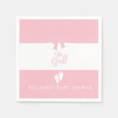 ベビーガールピンクボウズ&リトル足カスタム スタンダードカクテルナプキン (正面)