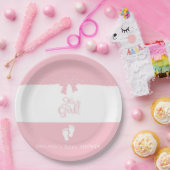 ベビーガールピンクボウズ&リトル足カスタム ペーパープレート (パーティー)