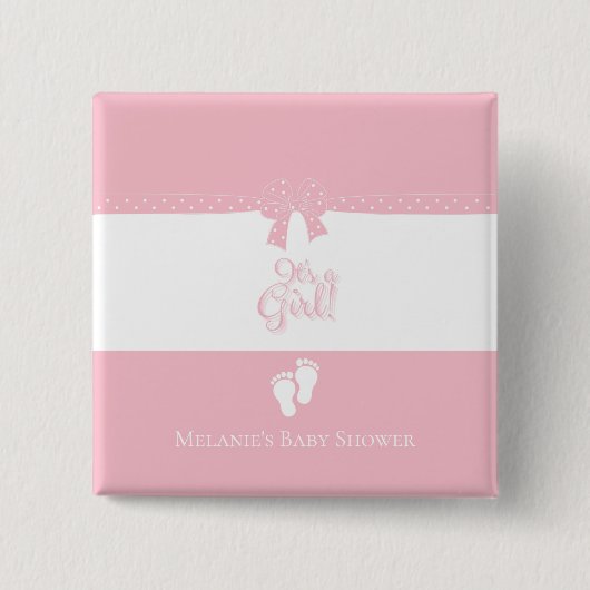ベビーガールピンクボウズ&リトル足カスタム 缶バッジ (正面)