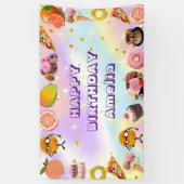 ベビーガールピンクマジカルフローラ子供へユニコーン 横断幕 (縦)