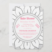 ベビーガールピンクマゼンタフローラベビーシャワー 招待状 (正面)