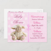 ベビーガールピンクラムベビーシャワー招待状 インビテーションポストカード (正面/裏面)